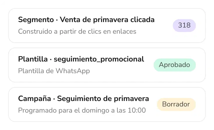 Segmento, plantilla y campaña preparados por TopAgent
