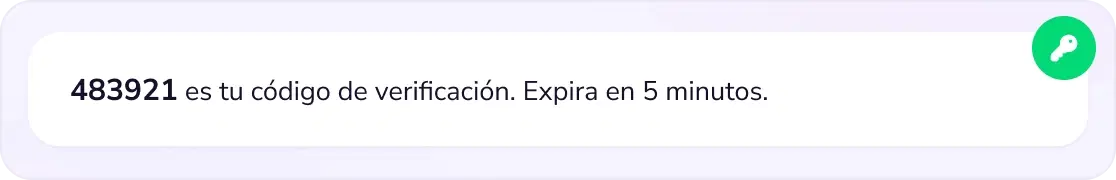 Mensaje con un código de verificación de un solo uso