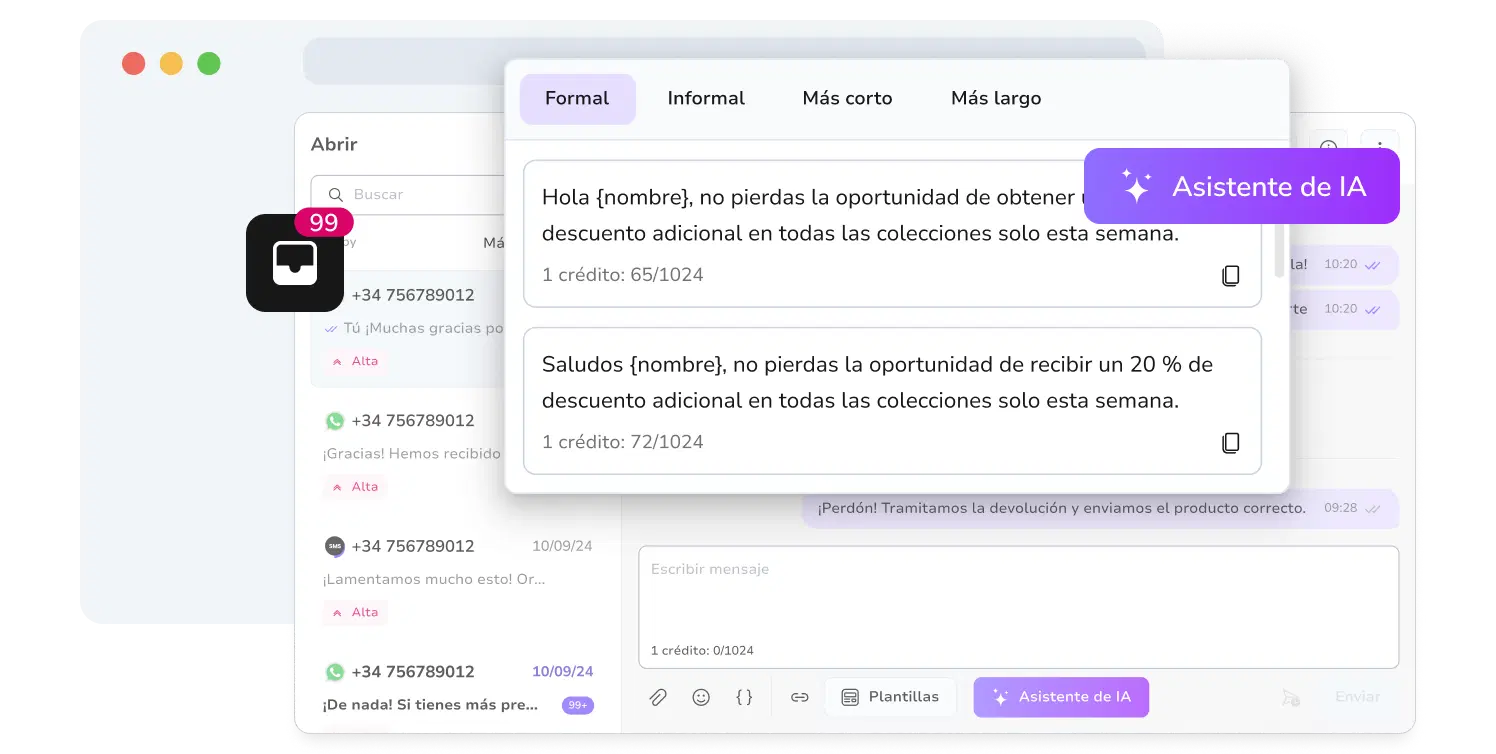 Captura de pantalla de la herramienta de asistente de IA de TopMessage