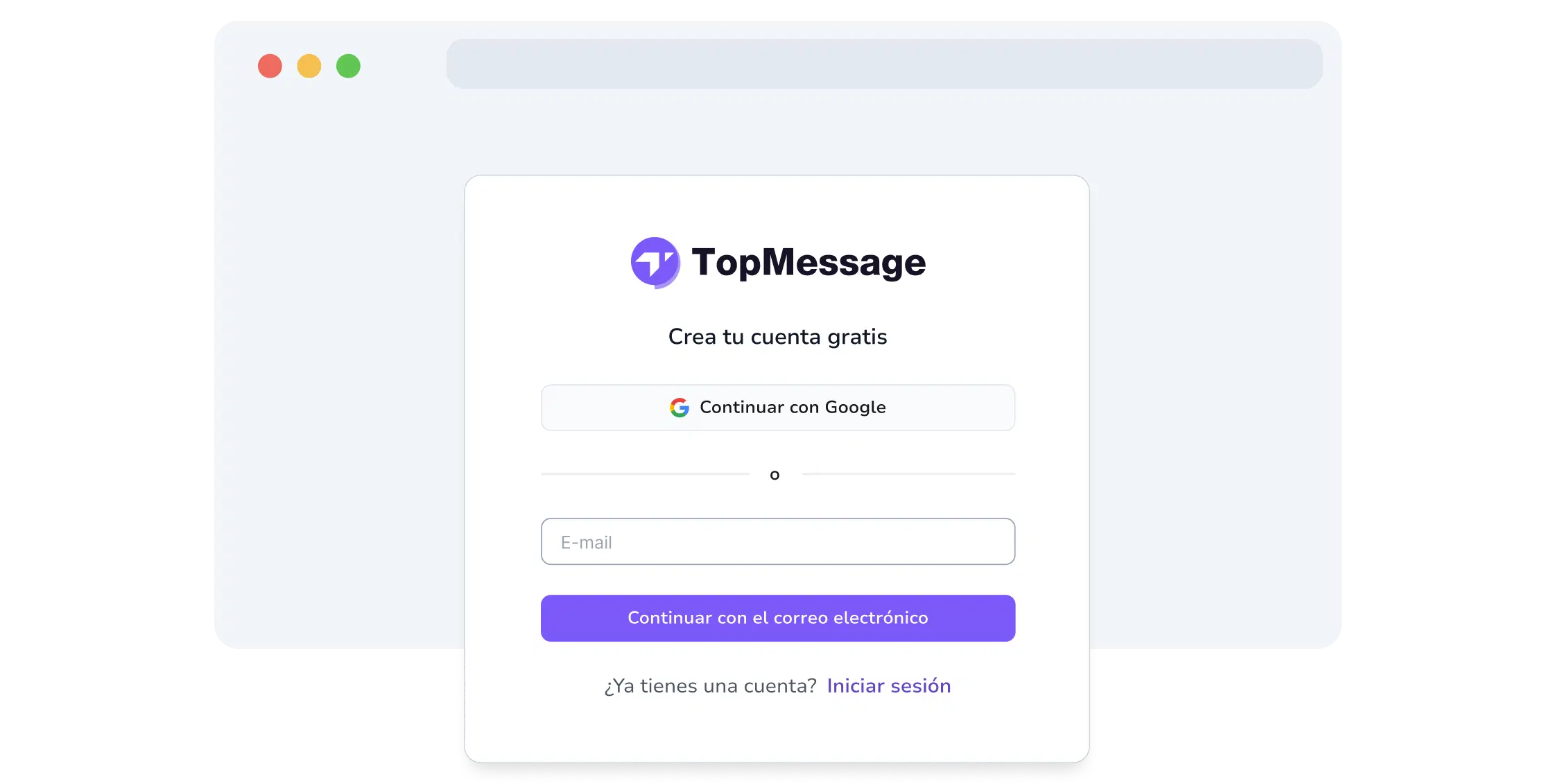 Captura de pantalla de la página de creación de claves de API de TopMessage