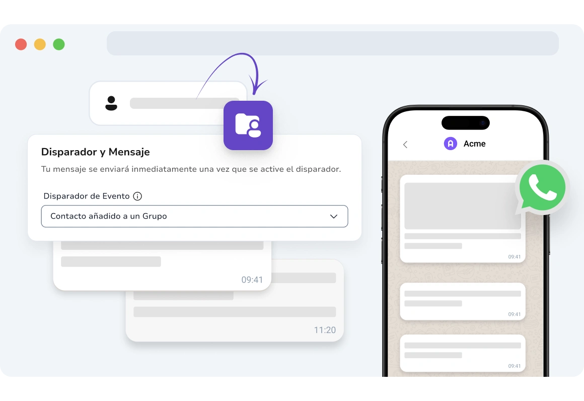 Captura de pantalla de la página de campañas basadas en eventos de TopMessage.