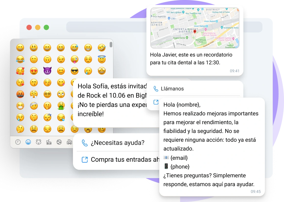 Captura de pantalla del panel de TopMessage que muestra mensajes con texto enriquecido.