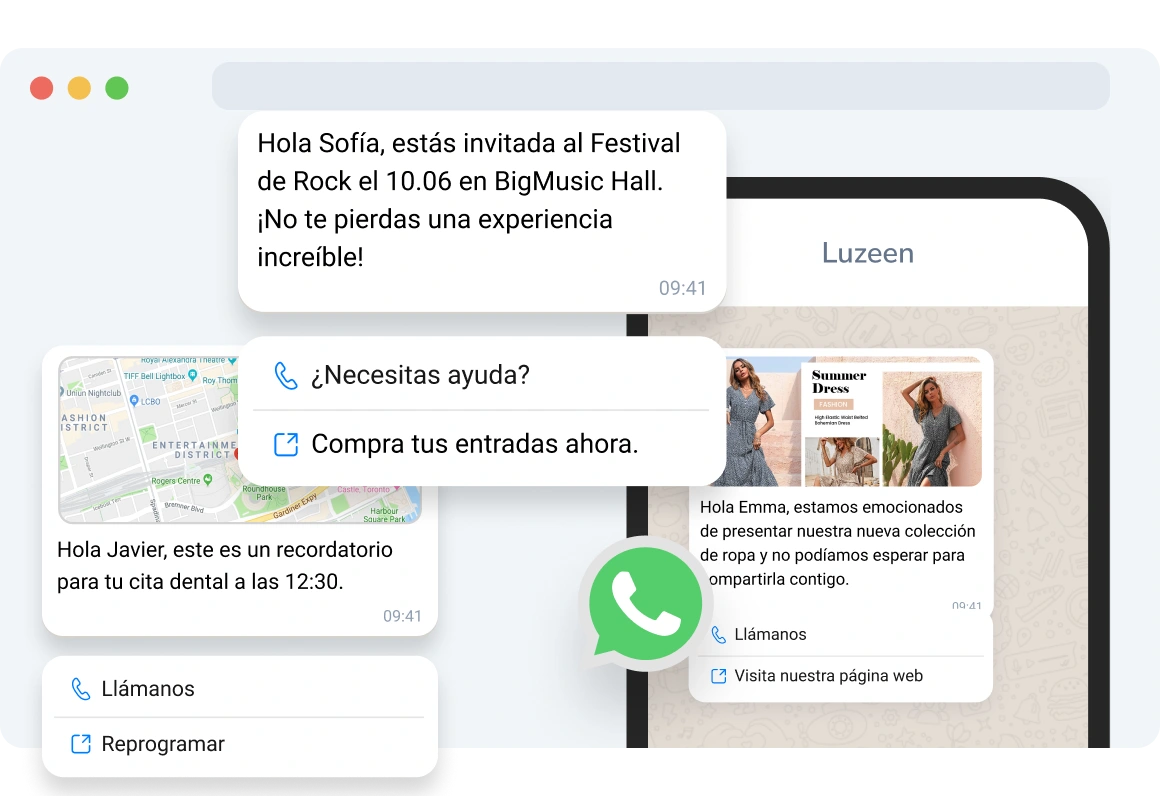 Destinatario viendo un mensaje de texto con botones interactivos, lo que permite respuestas rápidas y acciones de llamada a la acción directamente desde el mensaje.