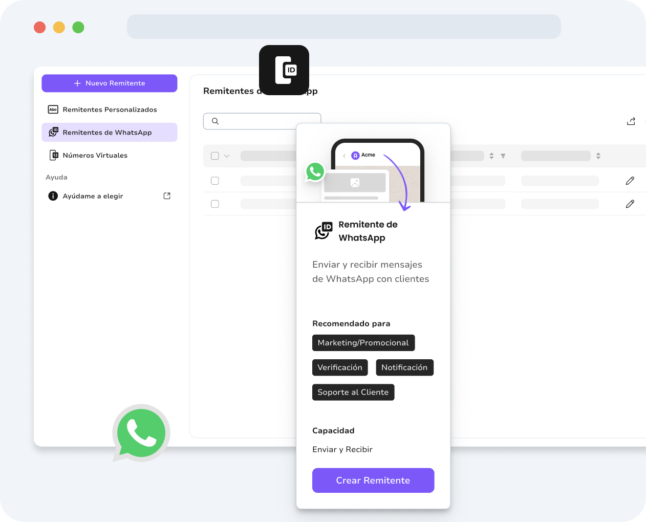 Vista previa de mensaje de WhatsApp con recordatorio para el cliente