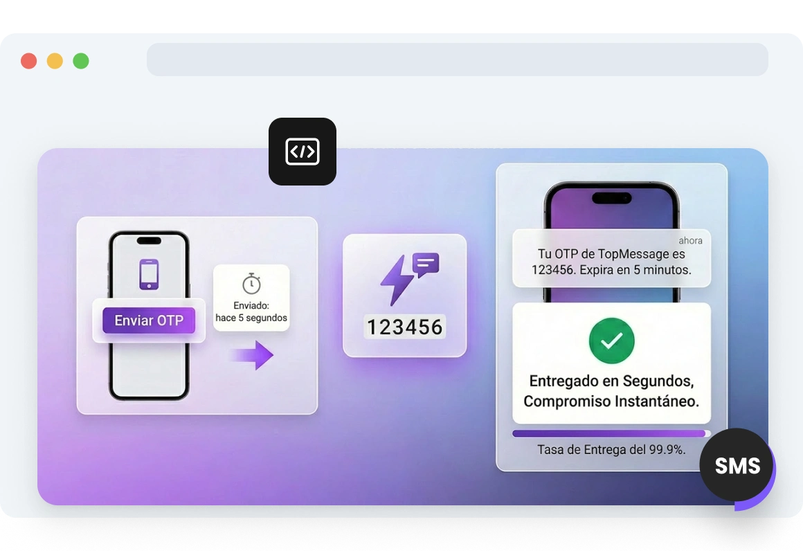 Captura de pantalla de la página de entrega de códigos SMS de TopMessage.