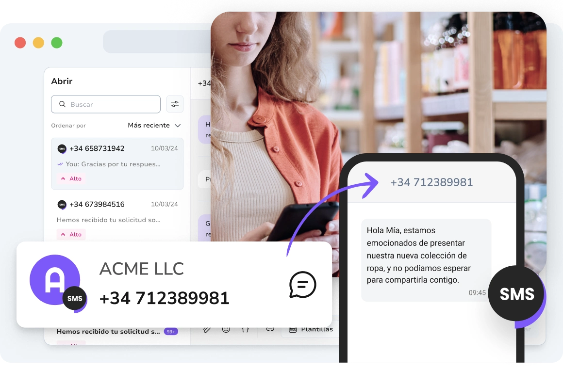 Números de teléfono virtuales dedicados para mensajería SMS con TopMessage
